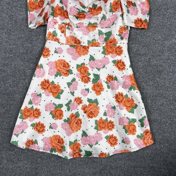Zara Dress Womens Small White Floral Puff Sleeve Fit Flare Spring NEW NWT - Picture 6 of 12